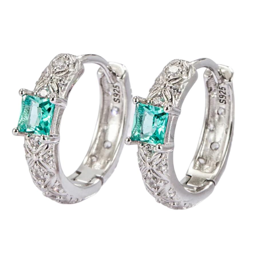 925 Sterling Silver Inlaid Zircon Earrings