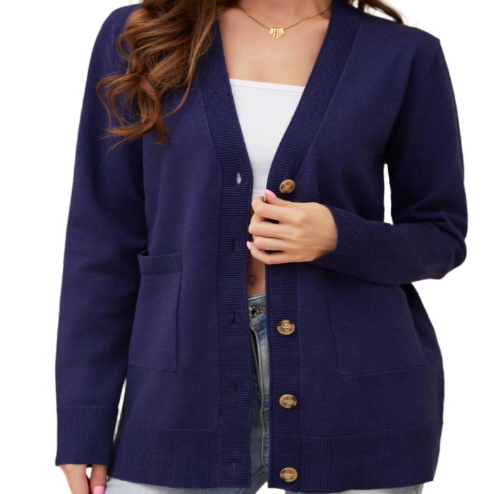 Navy Button Up Cardigan