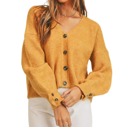 Mustard Button Down Cardigan