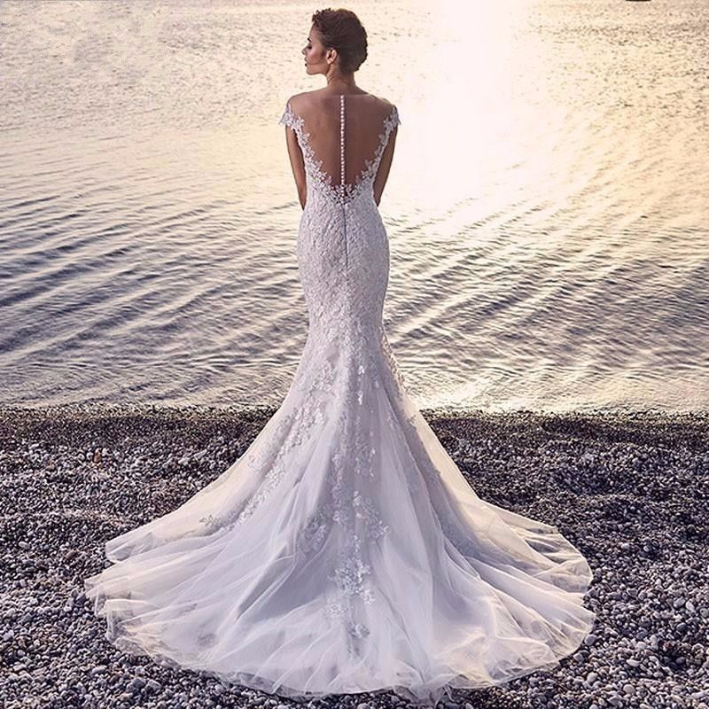 White Lace Mermaid Wedding Gown