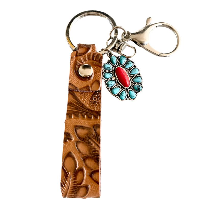 Turquoise Genuine Leather Keychain