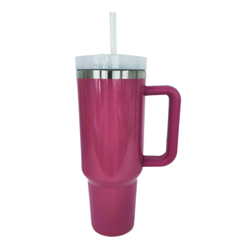 Stainless Steel Tumbler with Handle and Straw