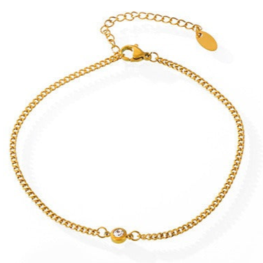 Gold Steel Charm Anklet