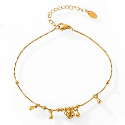 Gold Steel Charm Anklet