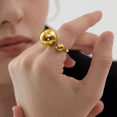 Gold Steel Sphere Ring