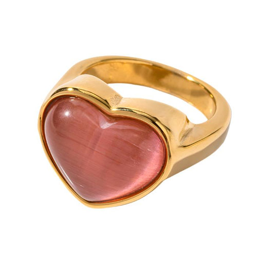 Strawberry Quartz Heart Gold Ring