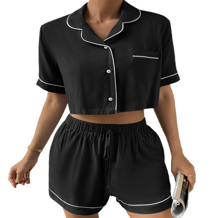 Cropped Shirt & Shorts Pajama Set