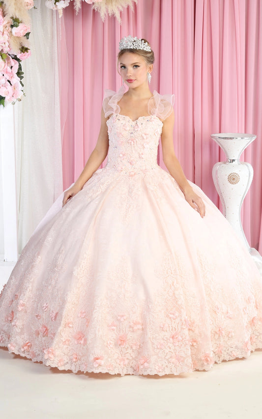 Floral Corset Quinceanera Ball Gown