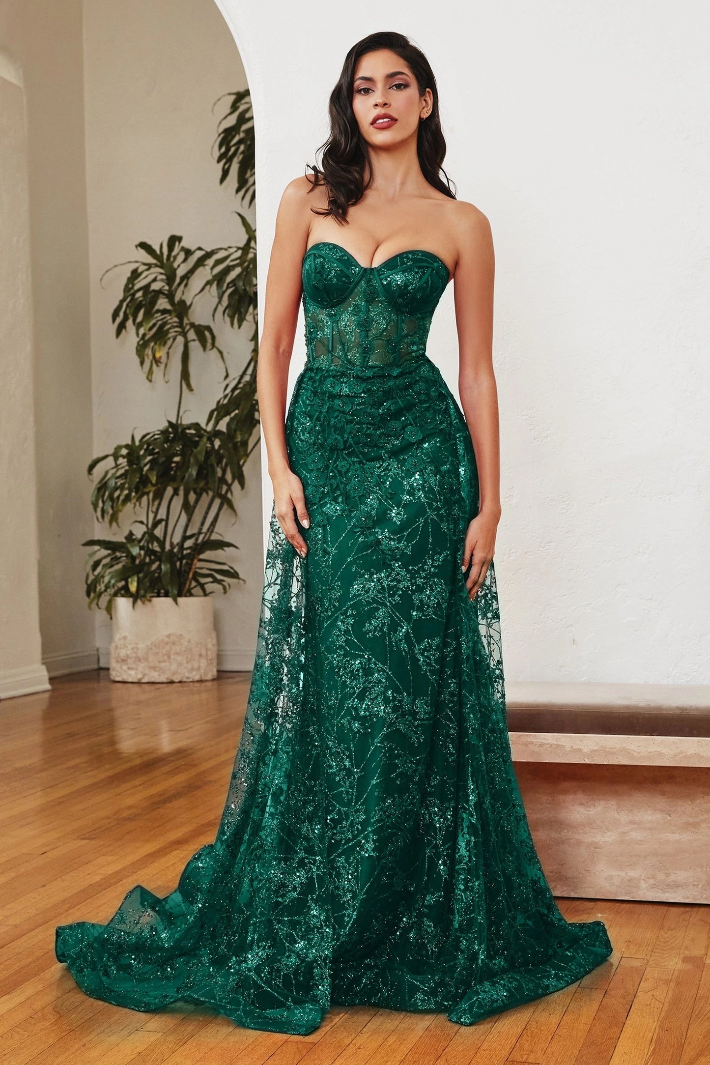 Floral Applique Evening Gown