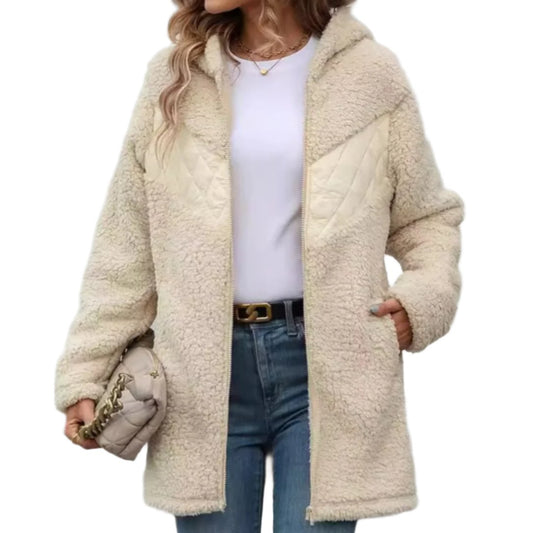 Fuzzy Zip Up Hooded Jacket