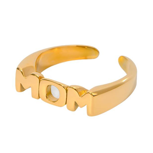 MOM Gold Steel Open Ring