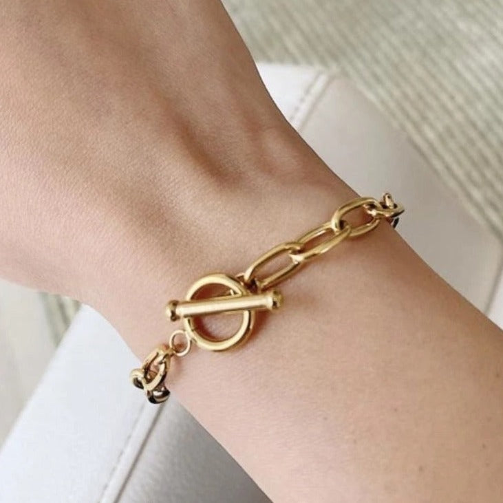 Gold Steel Chain Bracelet