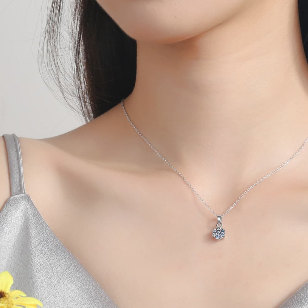 Radiant Solitaire Moissanite Pendant Necklace