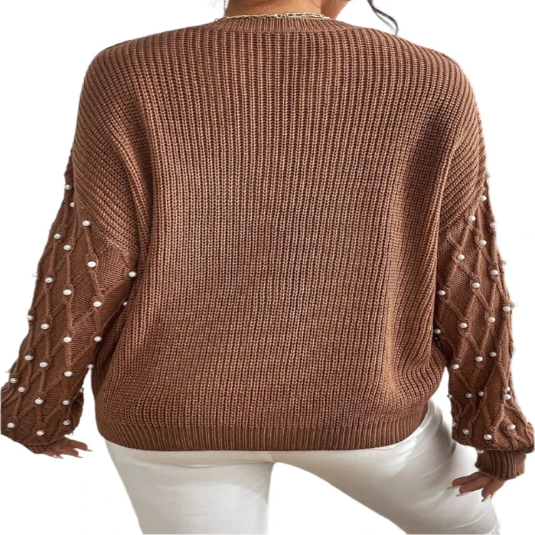 Pearl Detailed Round Neck Sweater