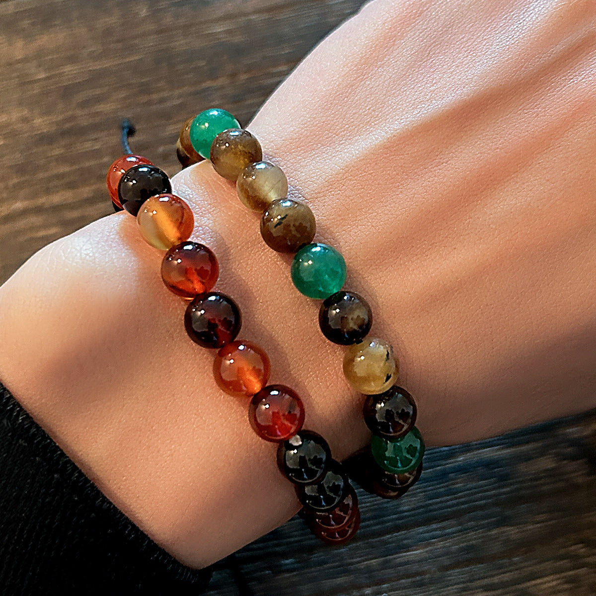 Agate Beaded Adjustable Bracelet