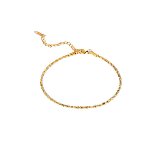 Gold Steel Twisted Chain Anklet