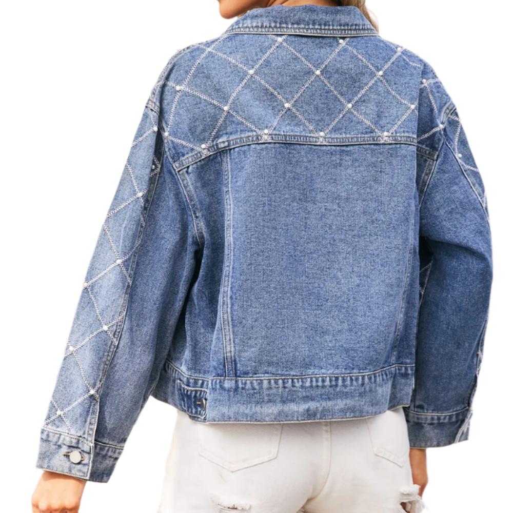 Pearl Trim Denim Jacket