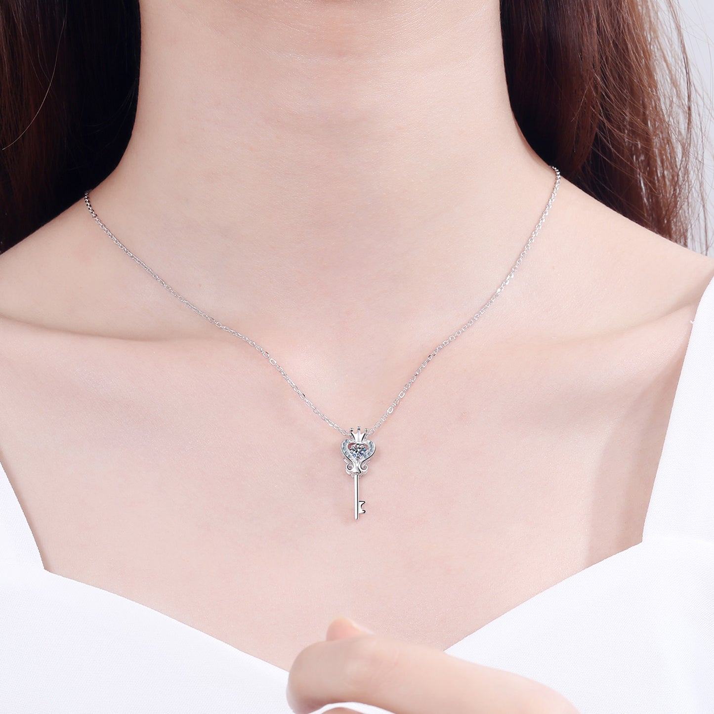 Cherished Love Moissanite Key Pendant Necklace