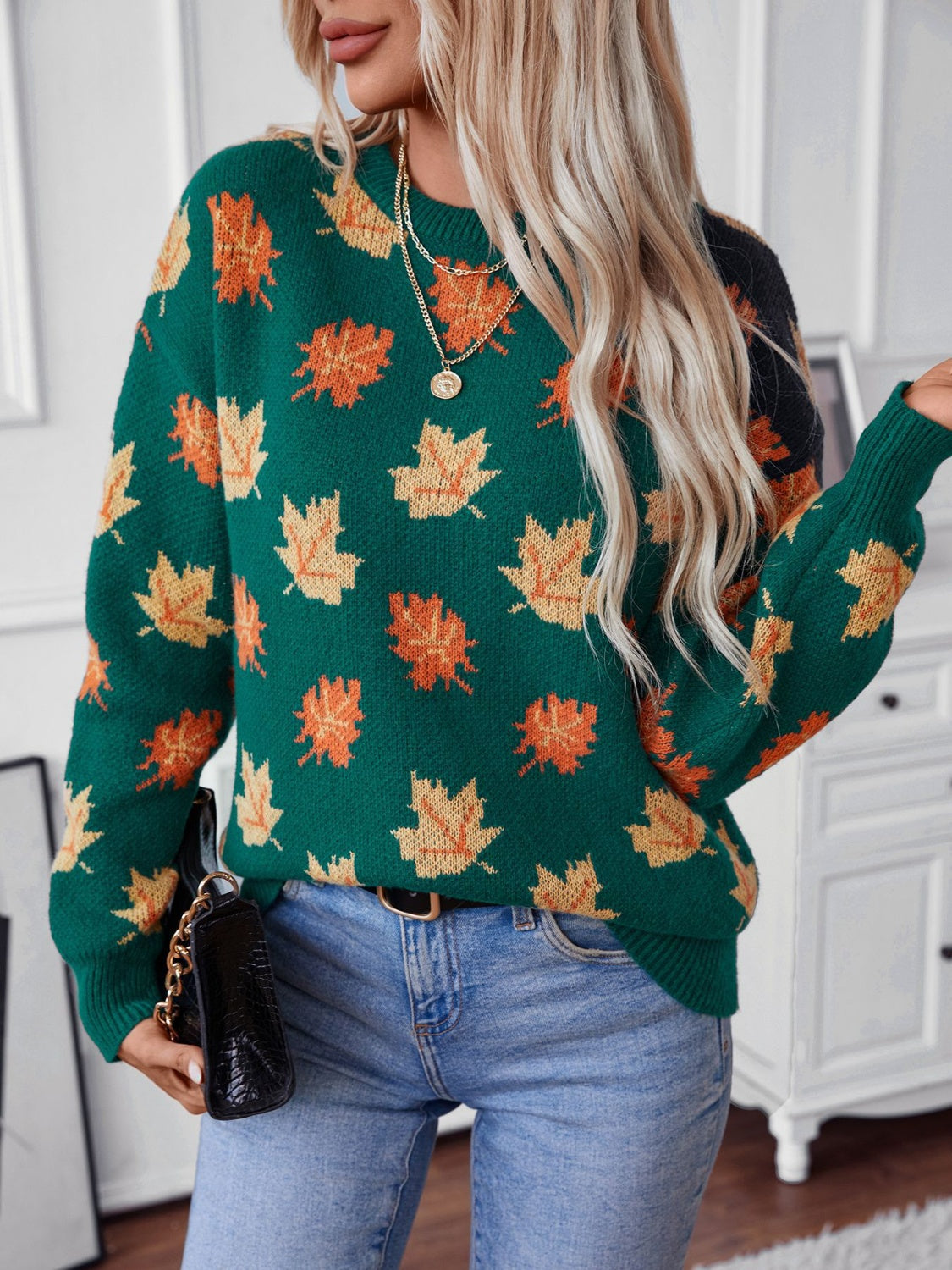 Maple Leaf Round Neck Sweater