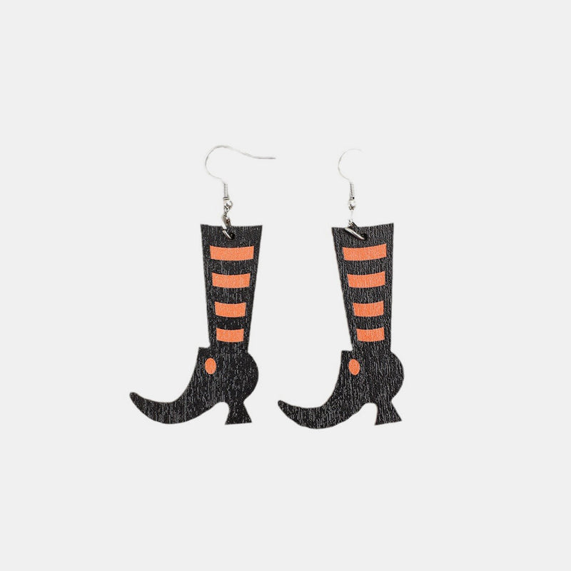 Witches Boots Wooden Earrings