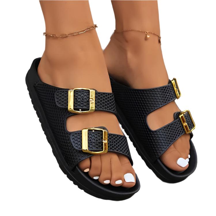 Double Buckle Open Toe Sandals