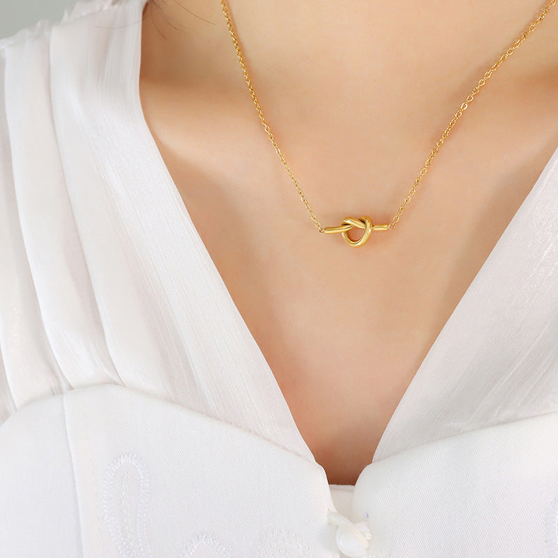 18K Gold-Plated Gold Steel Knot Necklace