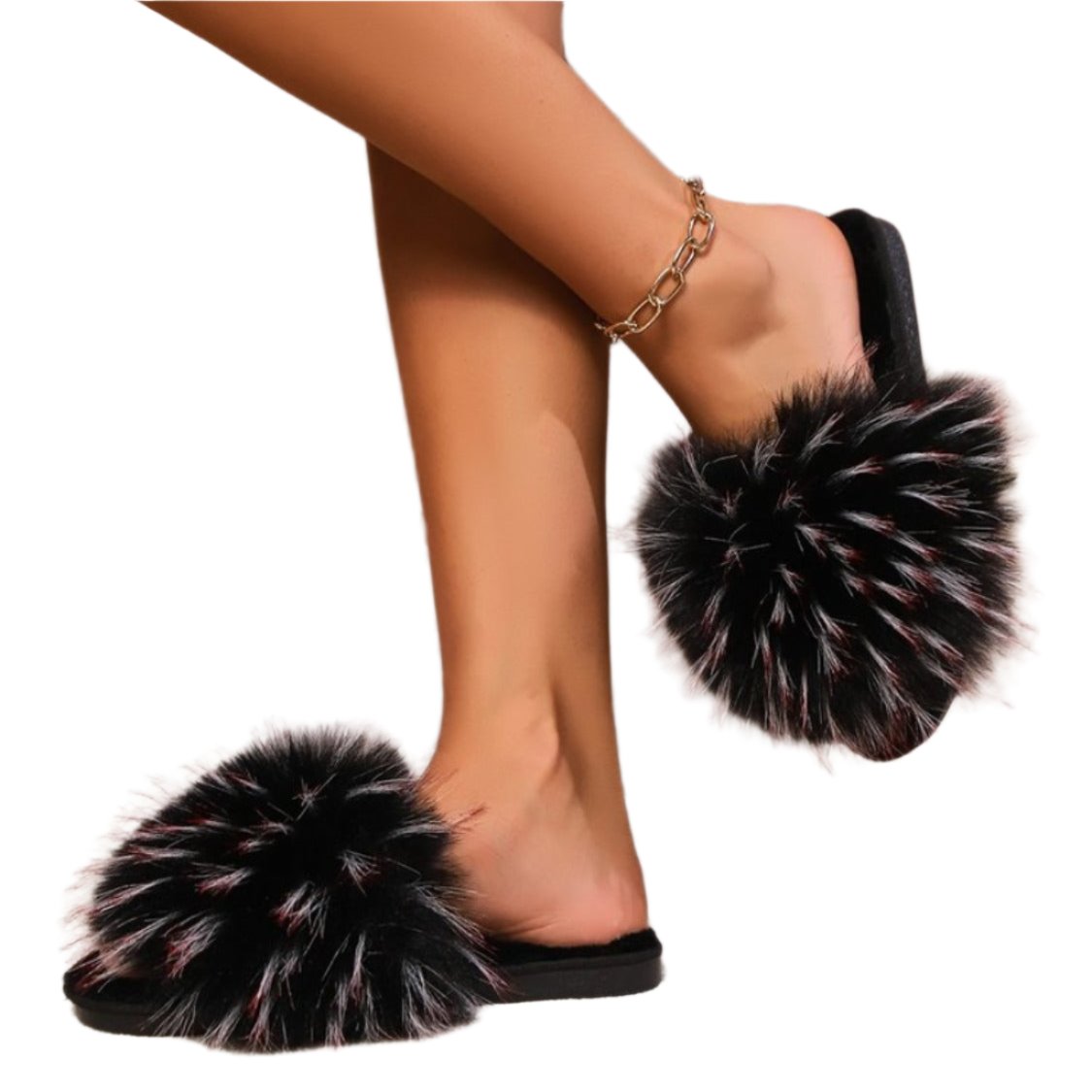 Fuzzy Open Toe Flat Slippers