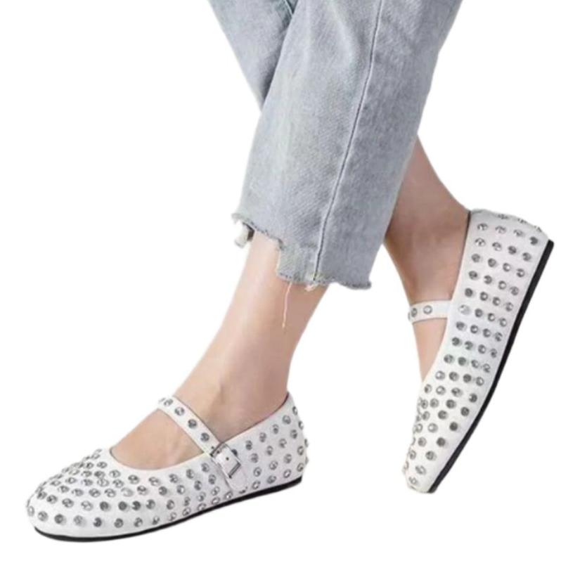 Vegan Leather Studded Flat Loafers