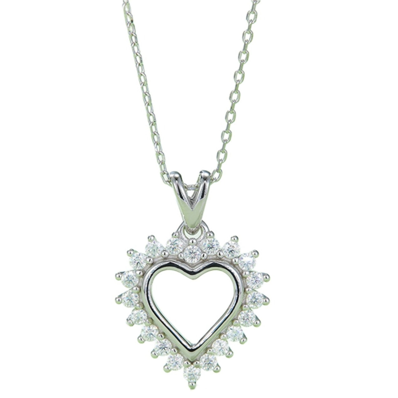 Luminous Heart Moissanite Halo Pendant Necklace