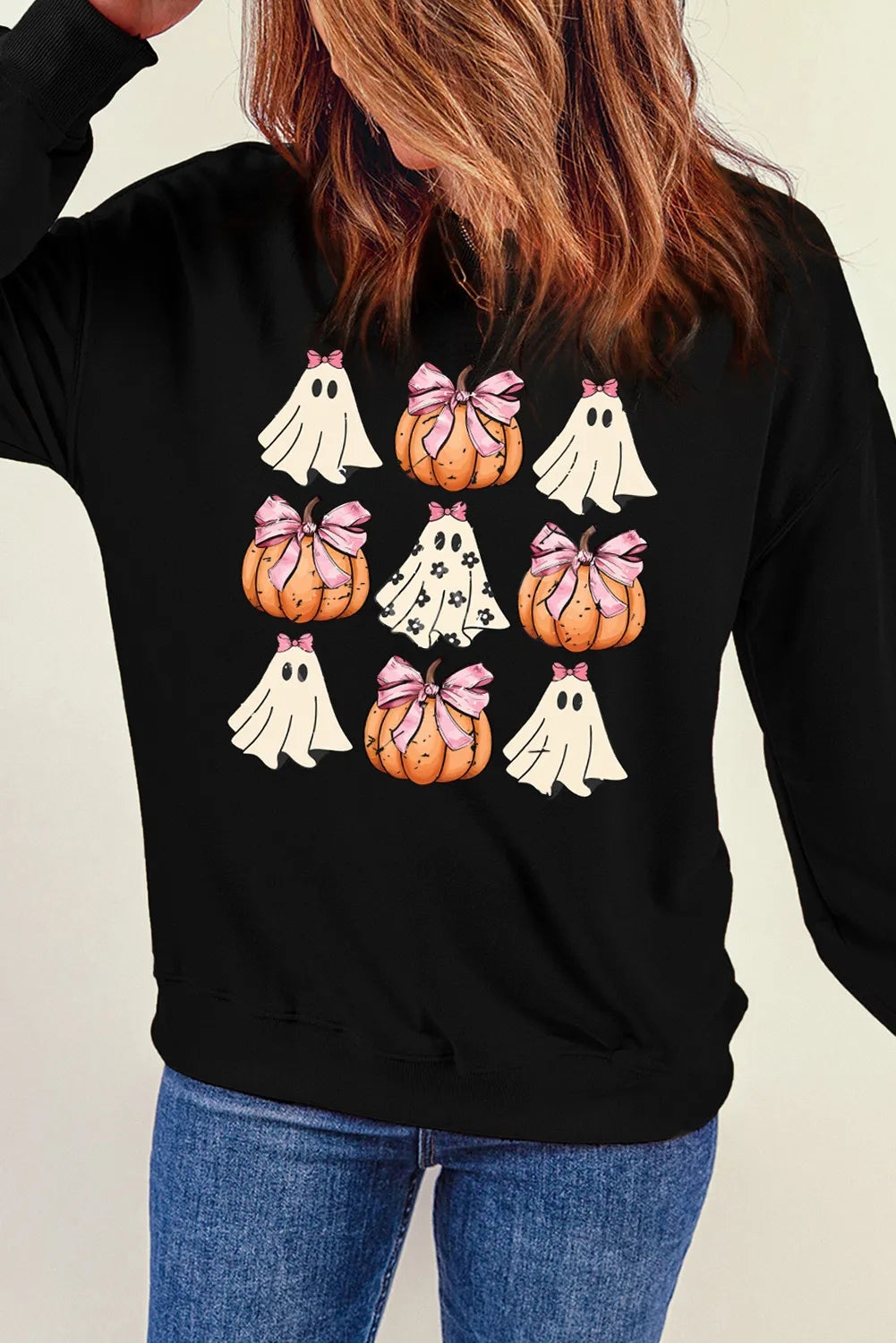 Pumpkin & Ghost Round Neck Sweatshirt