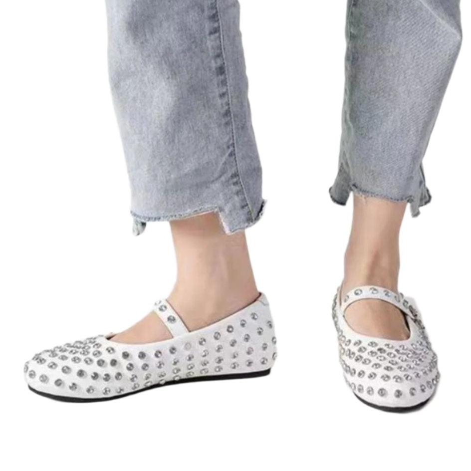 Vegan Leather Studded Flat Loafers