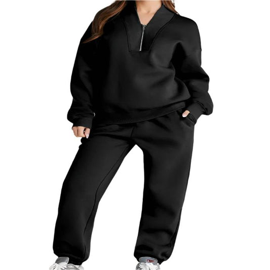 Quarter Zip Long Sleeve Top and Pants Set