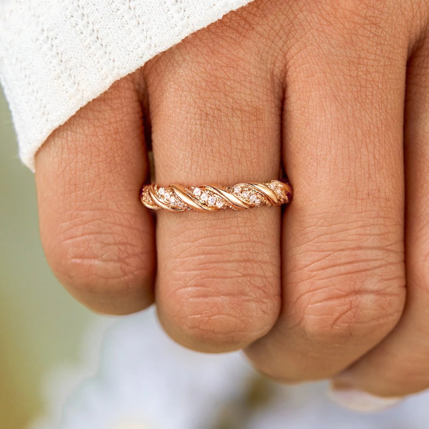 Golden Zircon Twist Elegance Ring