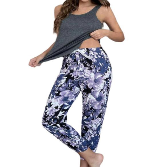 Scoop Neck Tank & Floral Cropped Pants Pajama Set