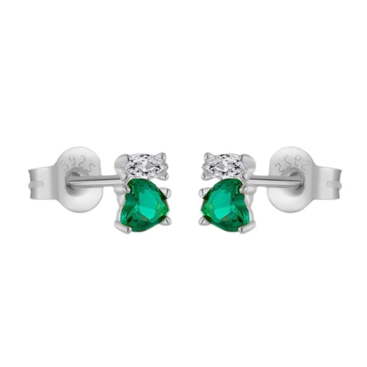 925 Sterling Silver Inlaid CZ Stud Earrings