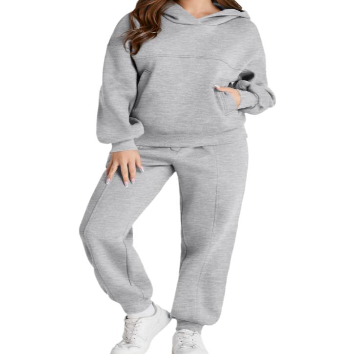 Dropped Shoulder Long Sleeve Hoodie & Pants Lounge Set