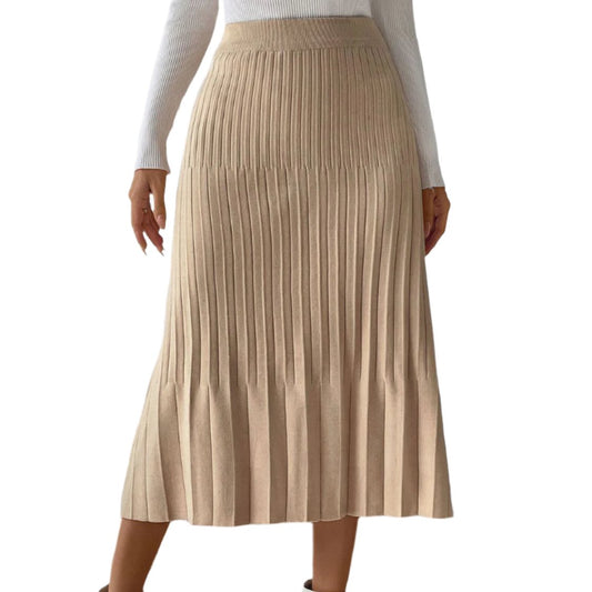 Pleated Midi Sweater Skirt