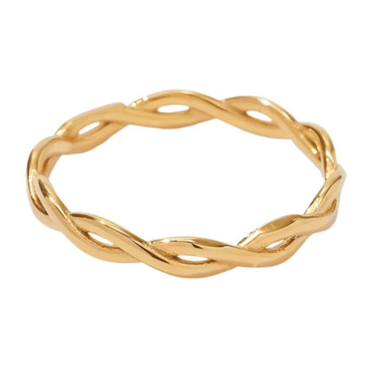 Gold Steel Twisted Ring