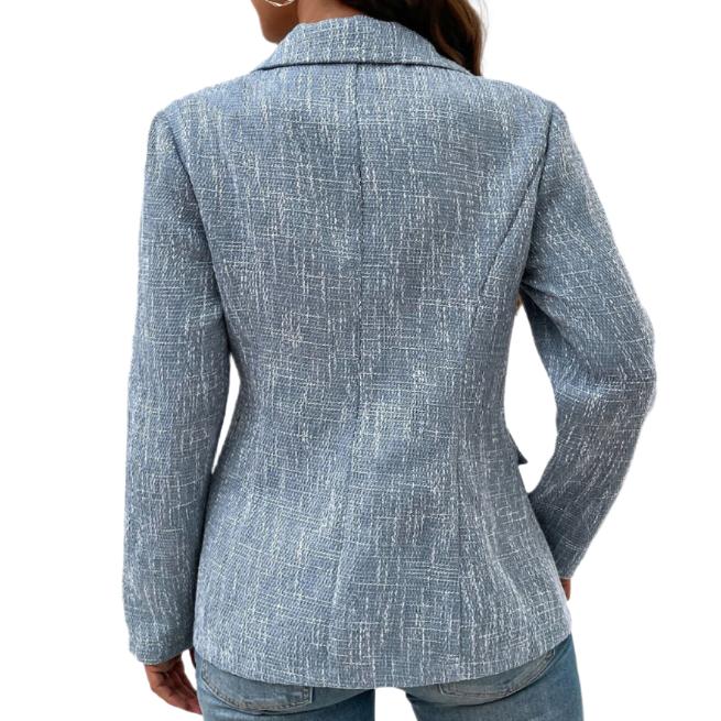 Lapel Collar Long Sleeve Blazer with Pockets