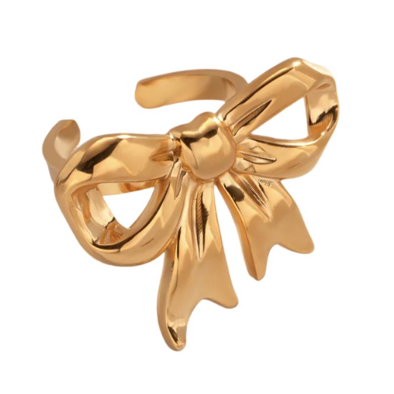 Gold Steel Bow Ring