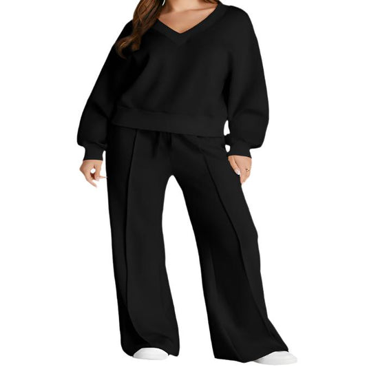 V-Neck Long Sleeve Top & Pants Lounge Set