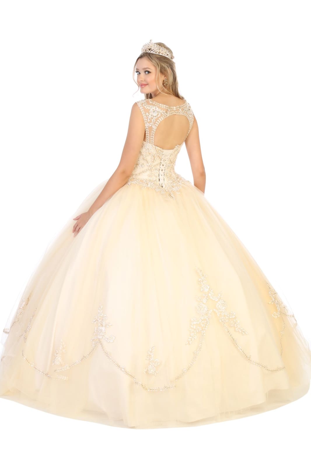 Sleeveless Quince Corset Ball Gown