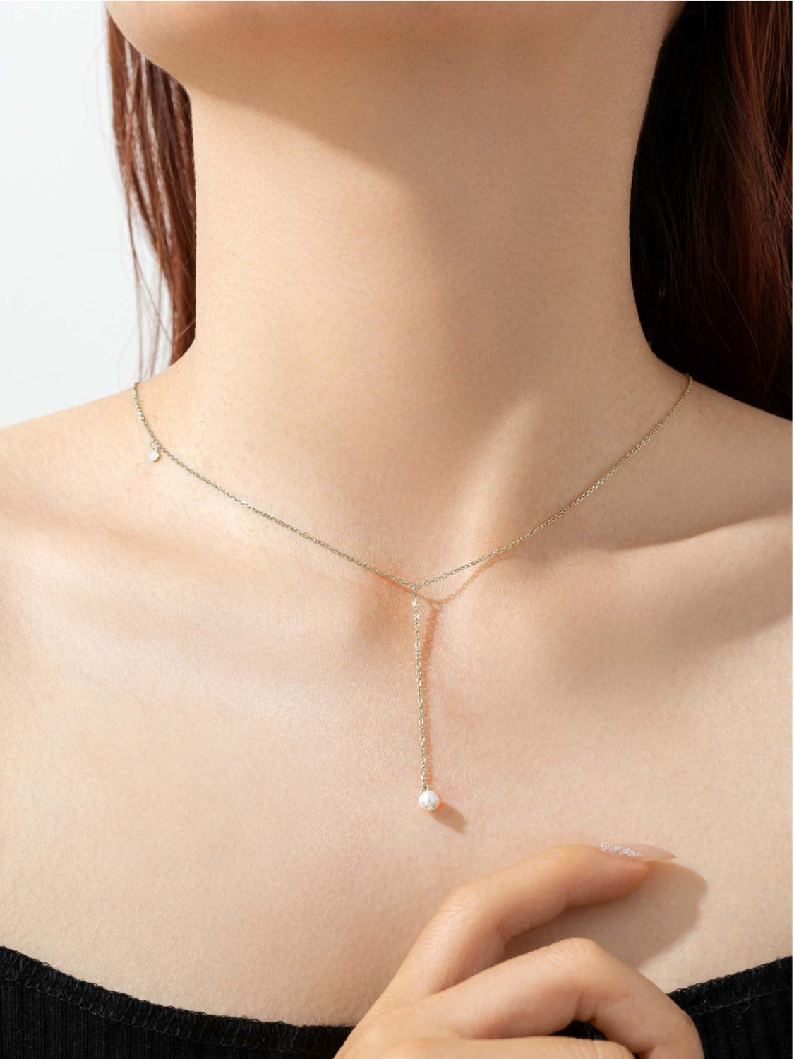 925 Sterling Silver Freshwater Pearl Lariat Necklace