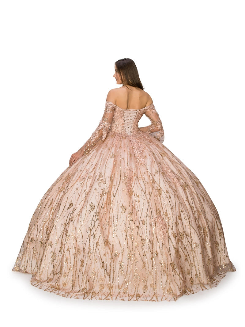 Off Shoulder Bell Sleeve Quinceanera Ball Gown