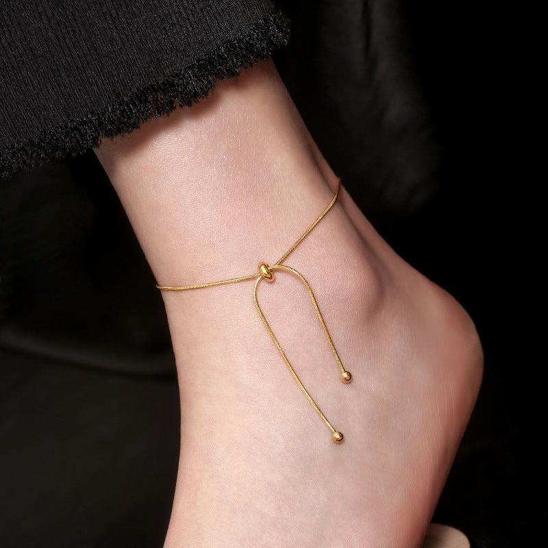 Gold Steel Adjustable Anklet