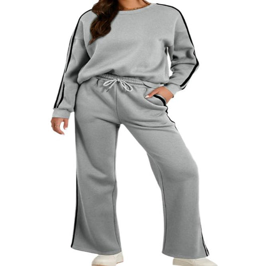 Round Neck Long Sleeve Top & Pants Lounge Set