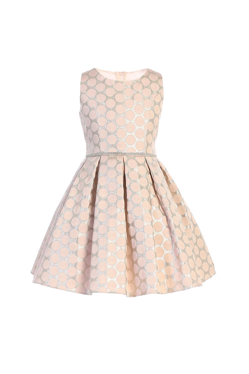 Metallic Polka Dot Girls Dress with Pockets