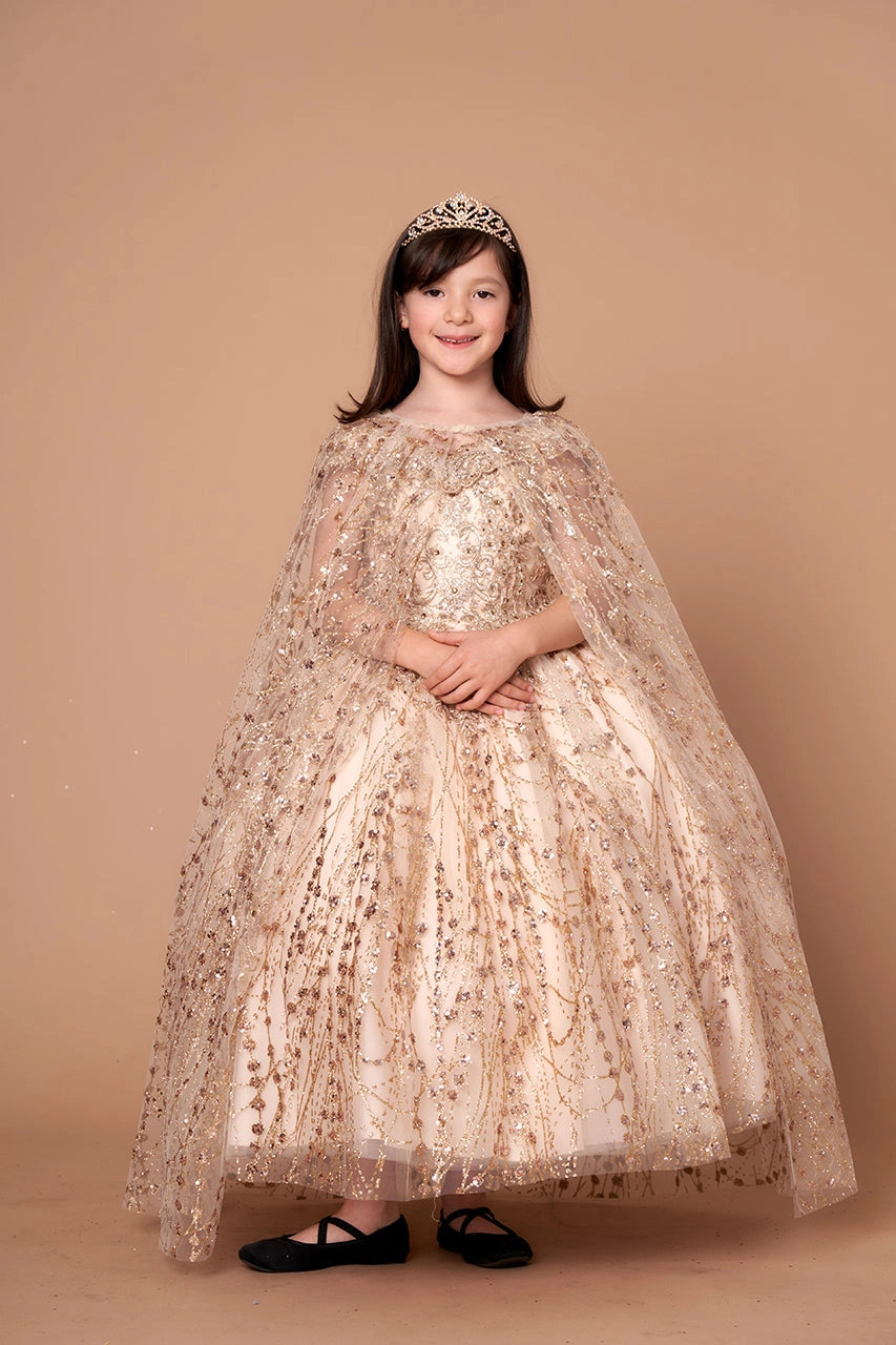 Glitter Detachable Cape Mini Quince Dress