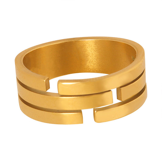 Gold or Silver Steel Triple Band Ring