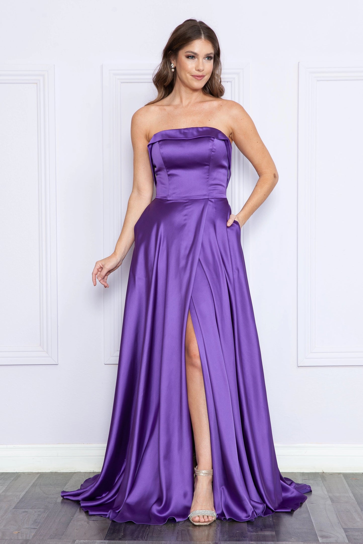 Strapless Satin A-Line Dress